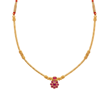 Lalima: Ruby Floral Pendant Necklace
