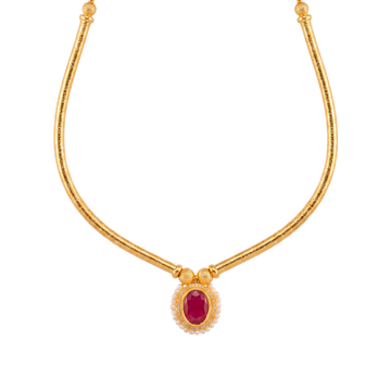 Mridula: Ruby Pearl Pendant Necklace