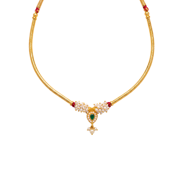 Sarasi: Pearl & Green Stone Pendant Necklace