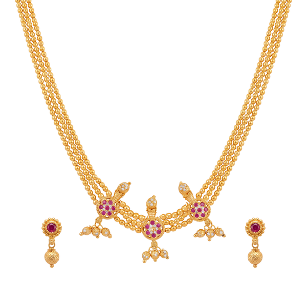 Aaratrika: Layered Ruby Necklace Set