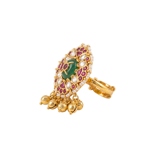 The Charumati Navratna Oval Shield Ring