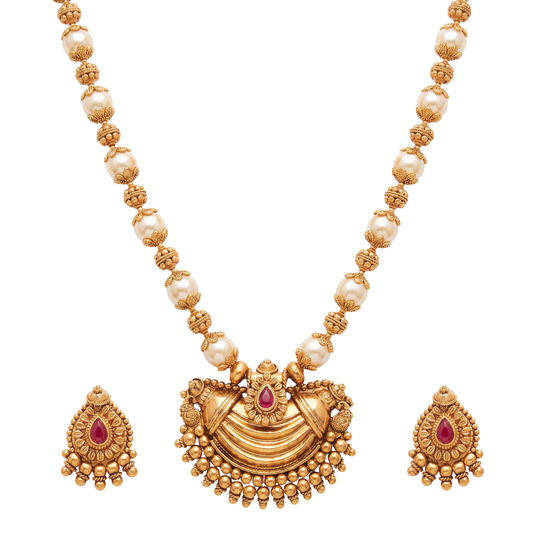 Muktamaala Haar Set – Heritage Pearl 24K Gold Layered Haar Set by Ritvaa