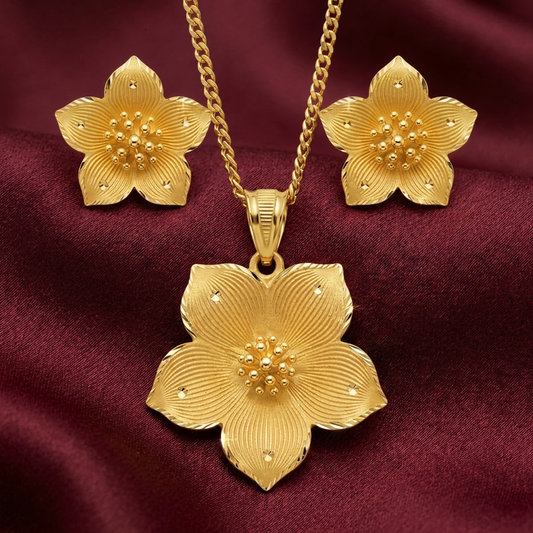 Ritvaa Royal Sunburst Filigree Pendant Set