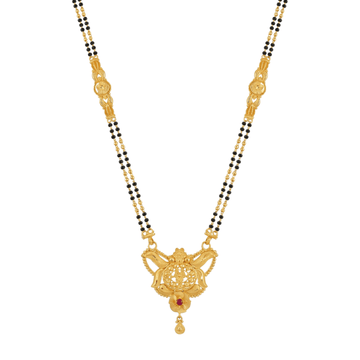 Vatsal Mangalsutra: Gold & Ruby Drop Pendant