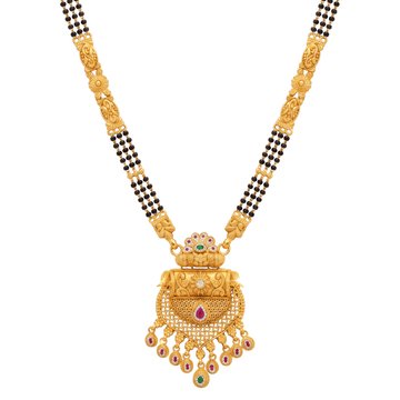 Ishani Mangalsutra: Domed Pendant Bead Fringe Necklace