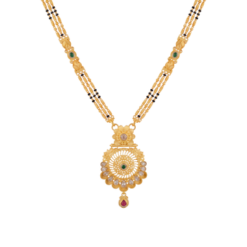 Radhika Mangalsutra: Emerald Center Filigree Pendant