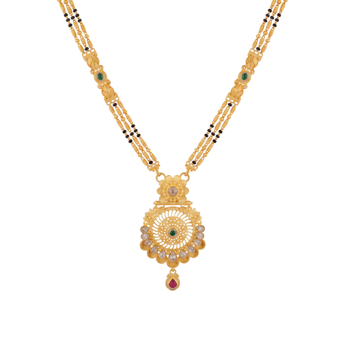 Radhika Mangalsutra: Emerald Center Filigree Pendant