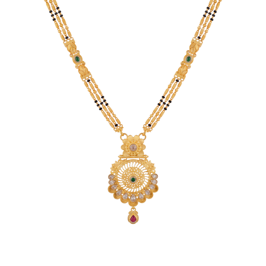 Radhika Mangalsutra: Emerald Center Filigree Pendant