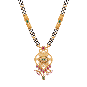 Vishwas Mangalsutra: Teardrop Pendant Fringe Necklace