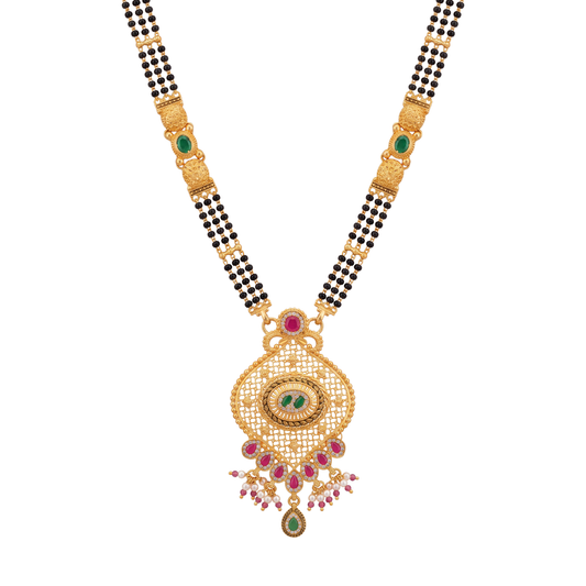 Vishwas Mangalsutra: Teardrop Pendant Fringe Necklace