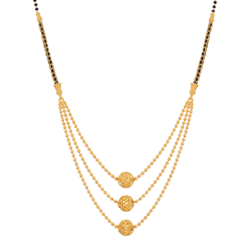 Three-Layer Textured Gold Beads Mangalsutra