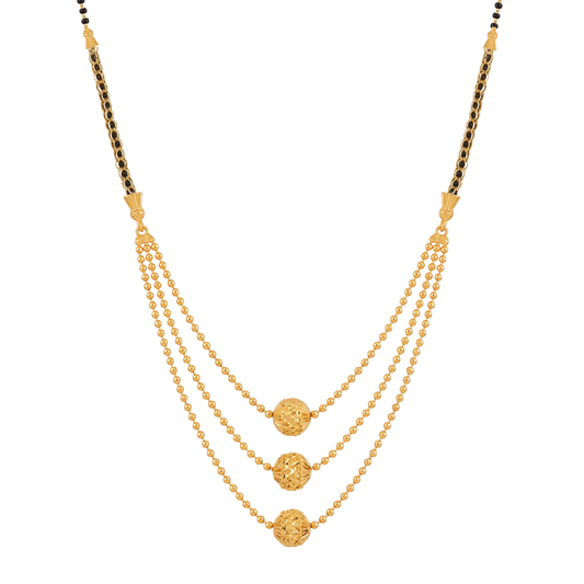 Three-Layer Textured Gold Beads Mangalsutra