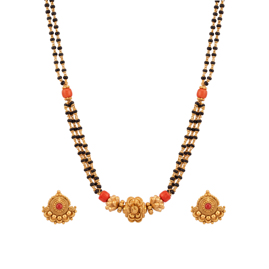 Coral Beaded Gold Mangalsutra