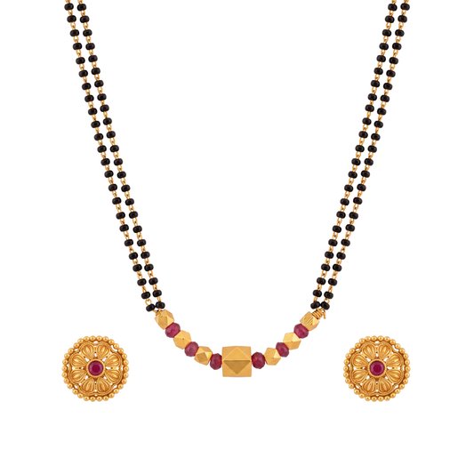 Floral Stud Gold Mangalsutra