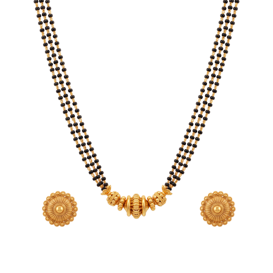 Multi-Strand Beaded Gold Mangalsutra