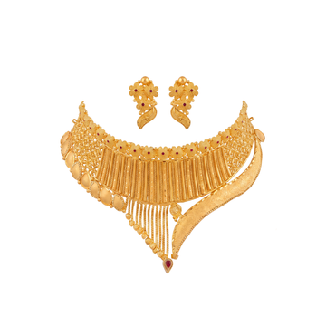Textured Panel Gold Choker Set