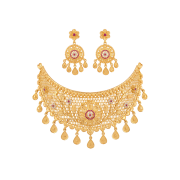 Traditional Leaf Gold Choker Set
