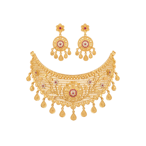 Traditional Leaf Gold Choker Set