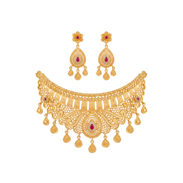 Ornate Filigree Gold Choker Set