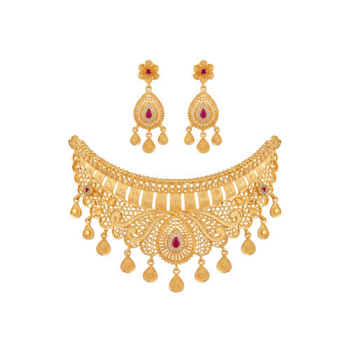 Ornate Filigree Gold Choker Set