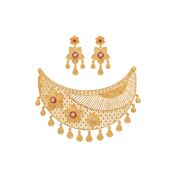 Multi-Flower Gold Choker Set
