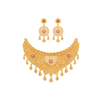 Classic Floral Gold Choker Set