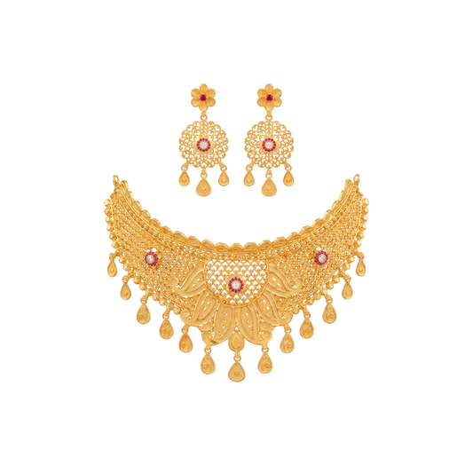 Classic Floral Gold Choker Set