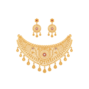 Circular Filigree Gold Choker Set