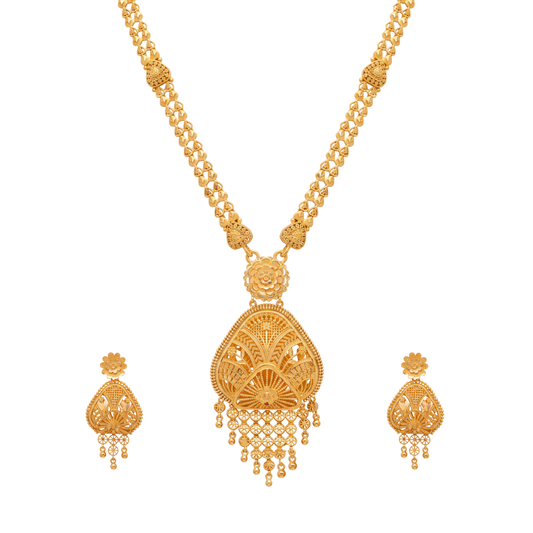 Floral Drop Gold Long Set