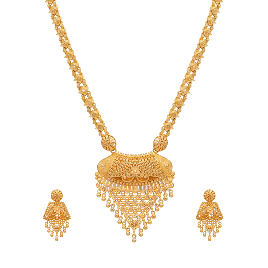 Cascading Beaded Gold Long Set