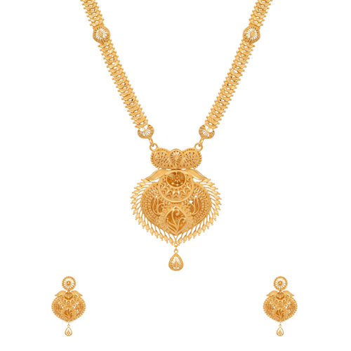 Leaf Pattern Gold Long Set