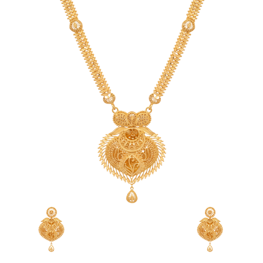 Leaf Pattern Gold Long Set