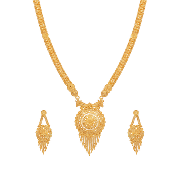 Floral Medallion Gold Long Set