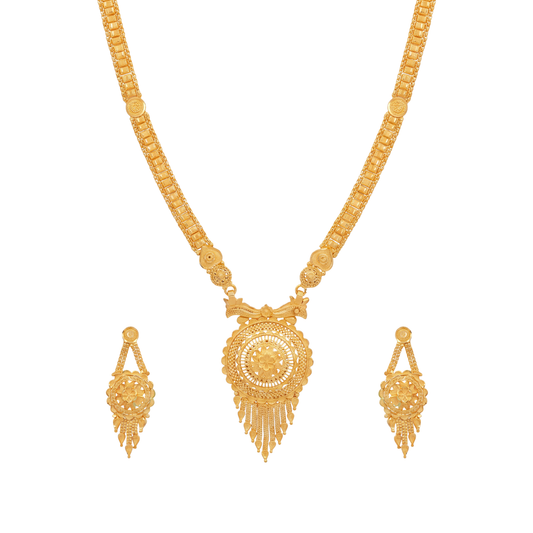 Floral Medallion Gold Long Set