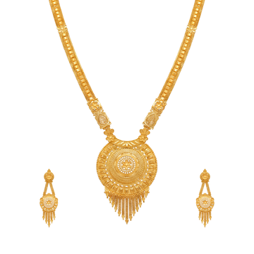 Circular Pendant Gold Long Set