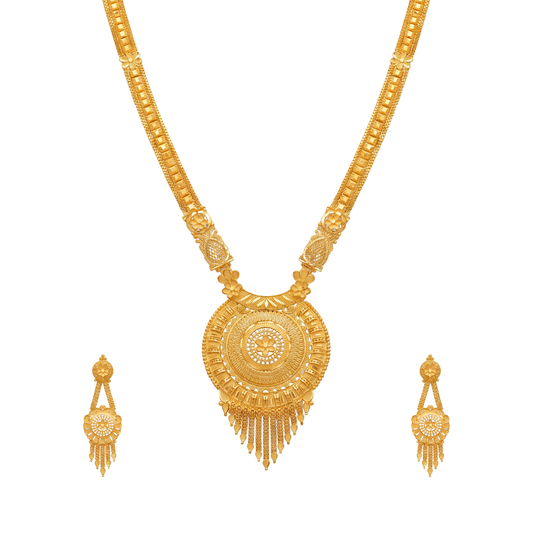 Circular Pendant Gold Long Set