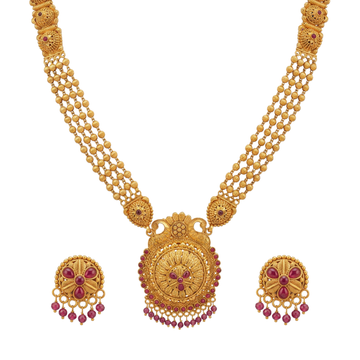 Manjusha Haar: Antique Ruby Bead Necklace Set