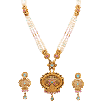 The Shahi Lattice Pastel Pearl Haar Set
