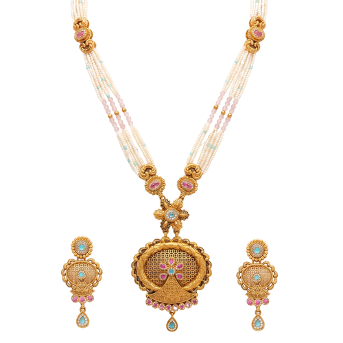 The Shahi Lattice Pastel Pearl Haar Set