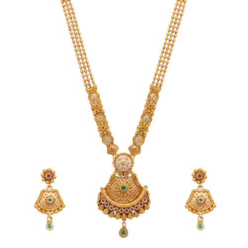 The Mayuri Enameled Crest Triple-Strand Mala Set