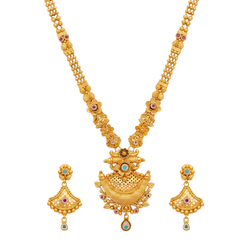 The Shahi Chandni Crescent Textured Gold Mala Set