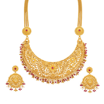 Gulnaqsh Traditional Floral Filigree Necklace Set