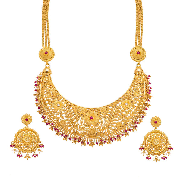 Gulnaqsh Traditional Floral Filigree Necklace Set