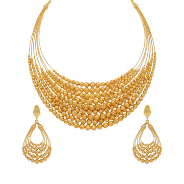 Saptaladi Traditional Multi-Strand Gold-Toned Necklace Set