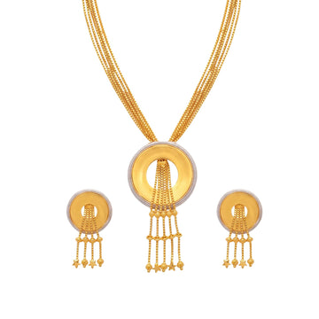 Kinkara Contemporary Gold-Toned Tassel Necklace Set