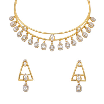 Jhalar Contemporary White Stone Necklace Set