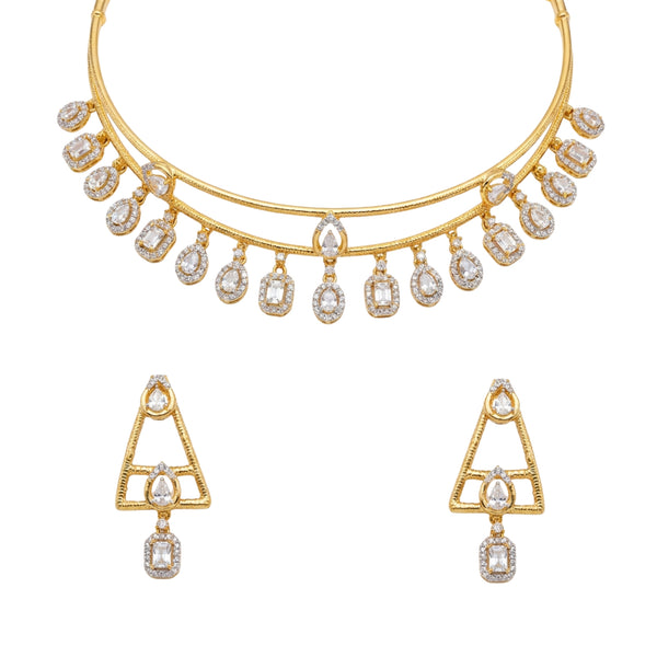 Jhalar Contemporary White Stone Necklace Set