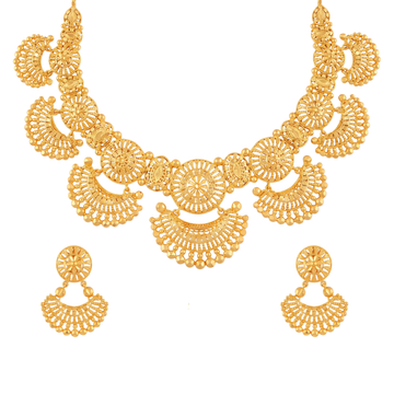 Statement Crescent Gold Necklace Set