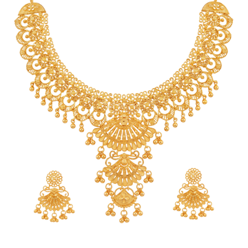 Chandelier Pendant Gold Necklace Set