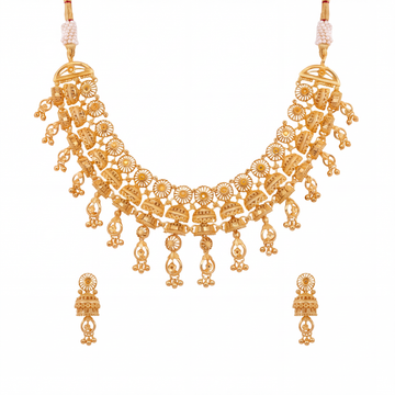 Antique Jhumki Gold Necklace Set